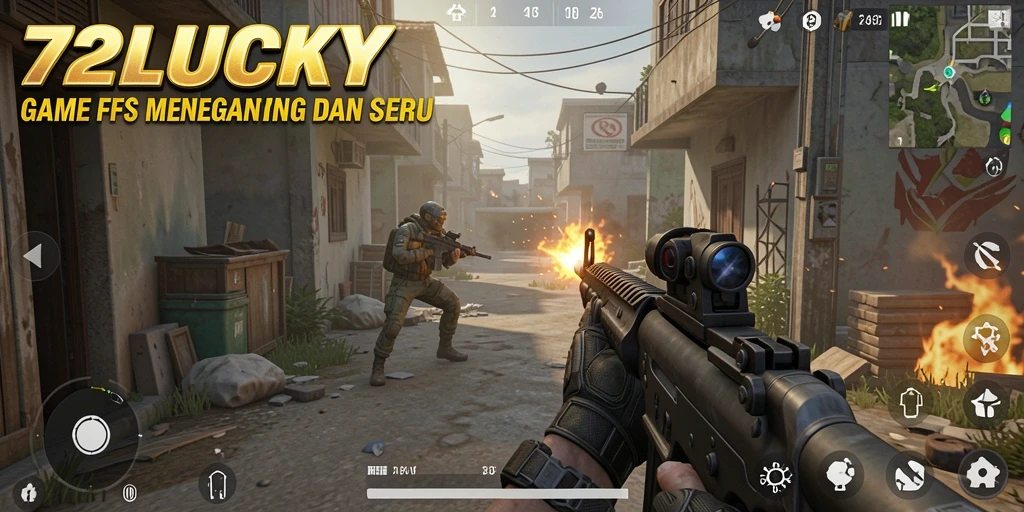 Tampilan seru gameplay menembak dalam 72LUCKY.