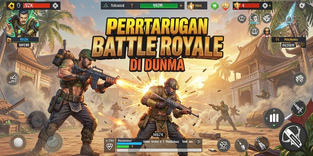 Gameplay seru di 99ZK dalam pertarungan Battle Royale.