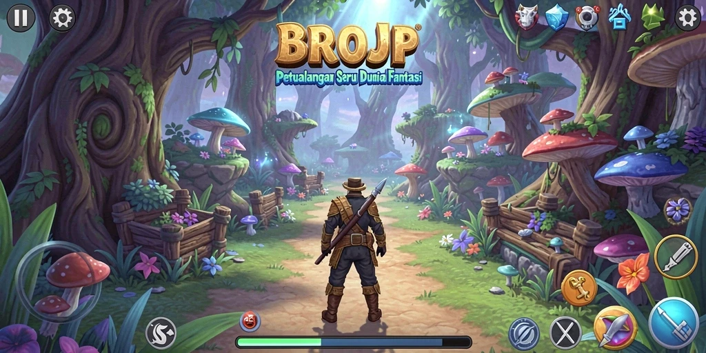 Tampilan utama gameplay BROJP dengan petualangan seru dan interaksi karakter.
