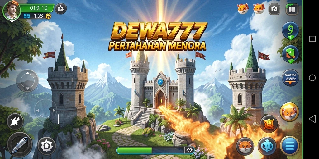 Screenshot DEWA777 menunjukkan aksi mendebarkan dalam pertahanan menara.
