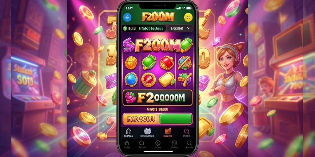 Tangkapan layar F200M menunjukkan gameplay Slot yang mengasyikkan dan penuh warna.