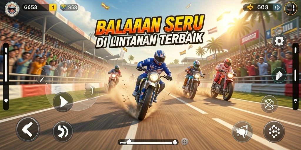Tangkapan layar menampilkan aksi balapan mendebarkan di G668.