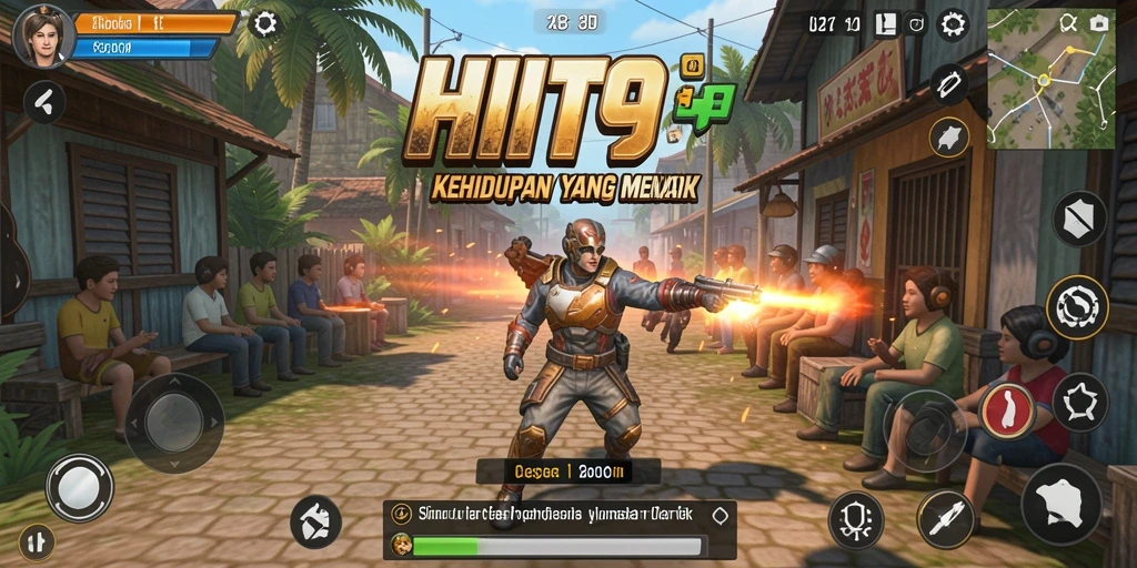 Screenshot gameplay HIT9 menampilkan interaksi karakter yang menarik.