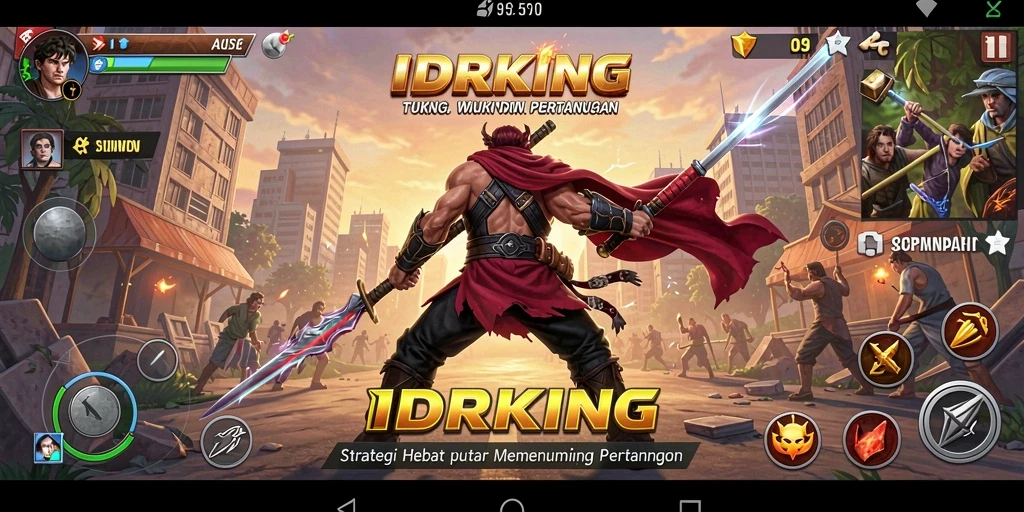 Screenshot gameplay IDRKING menunjukkan pertarungan strategis yang intens.