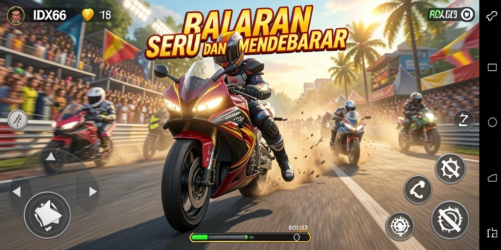 Gameplay seru balapan motor dengan grafik yang menawan.