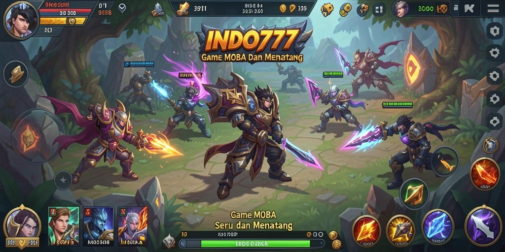 Screenshot gameplay MOBA yang penuh aksi dalam INDO777.