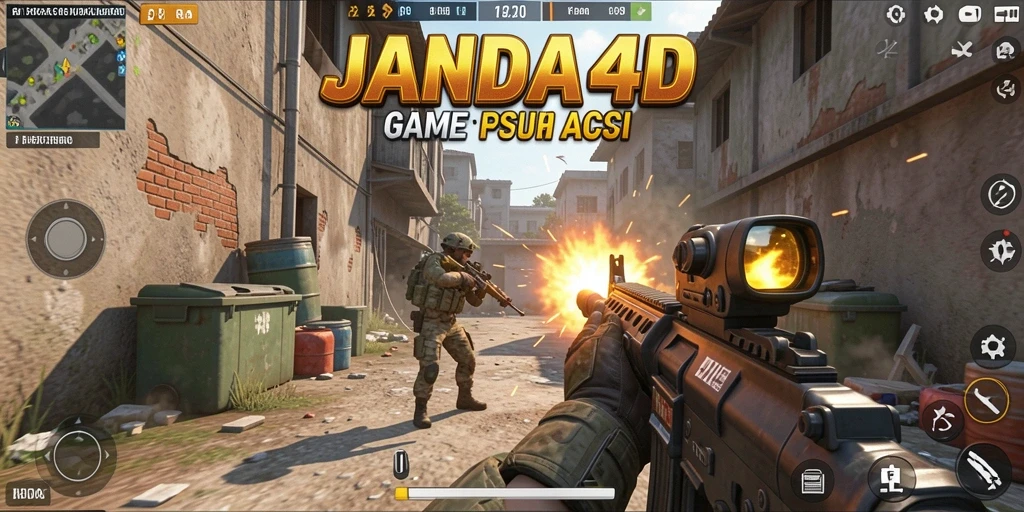 Tampilan screenshot JANDA4D menampilkan pertarungan seru dalam mode FPS.