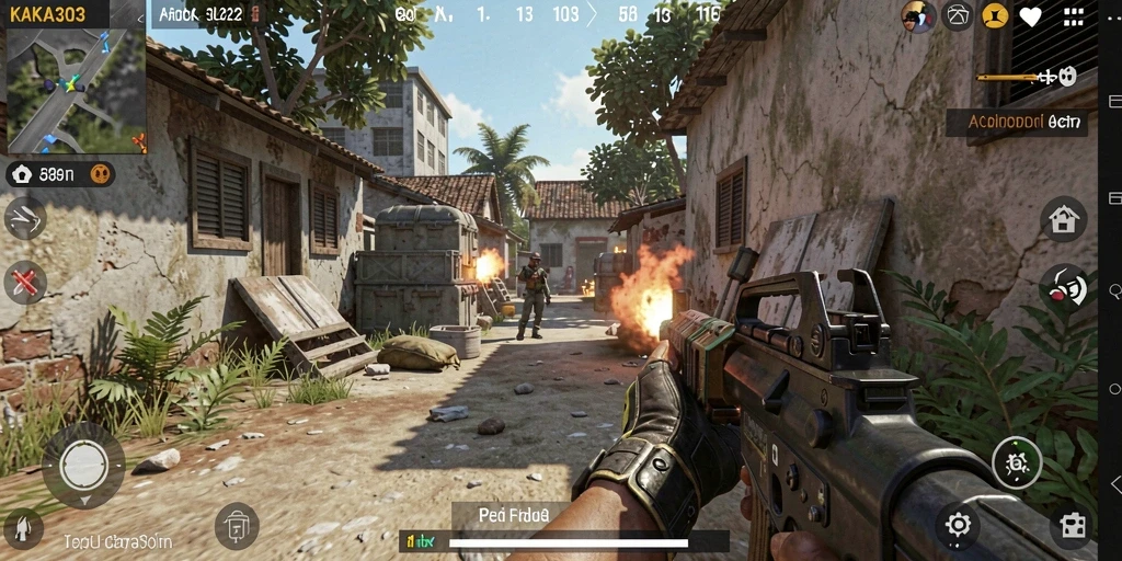 Screenshot KAKA303 menampilkan aksi pertempuran mendebarkan dalam game FPS.