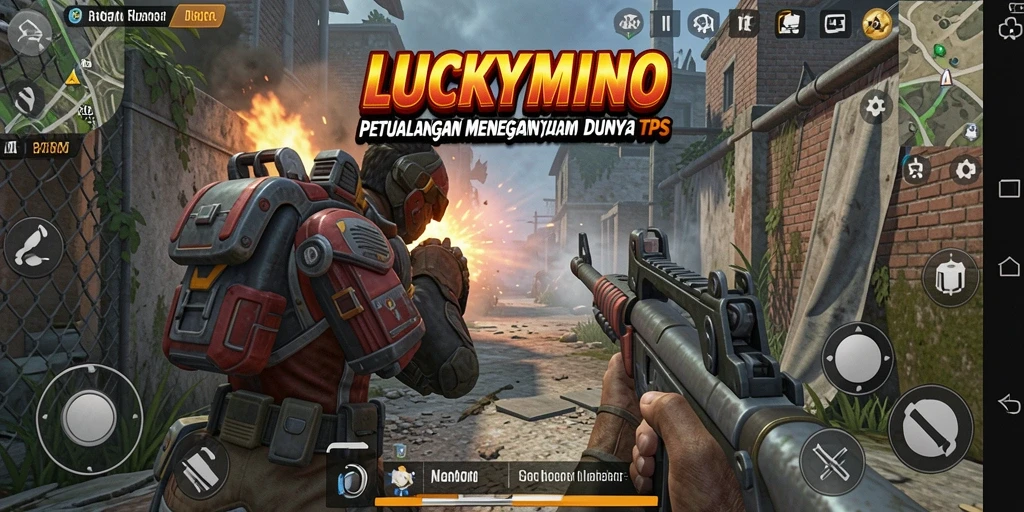 Gameplay LUCKYMINO yang mendebarkan dalam pertempuran TPS.