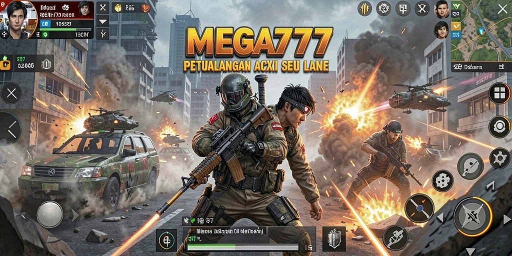 Screenshot utama MEGA777 menampilkan gameplay aksi yang mendebarkan.