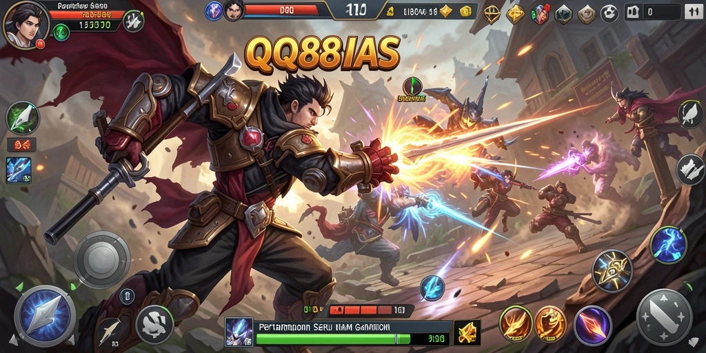 Screenshot gameplay QQ88ASIA menampilkan aksi seru dalam pertarungan.