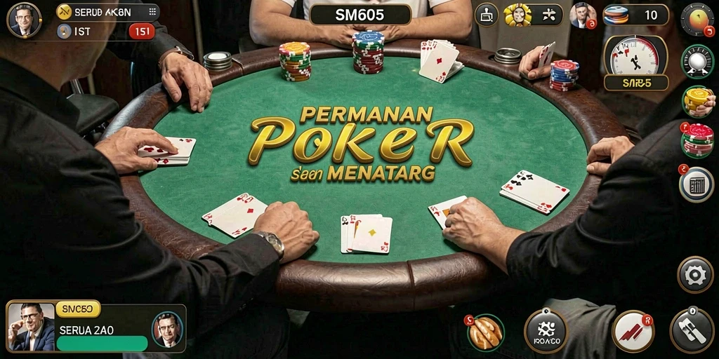 Tangkapan layar gameplay poker yang menarik di SM605.