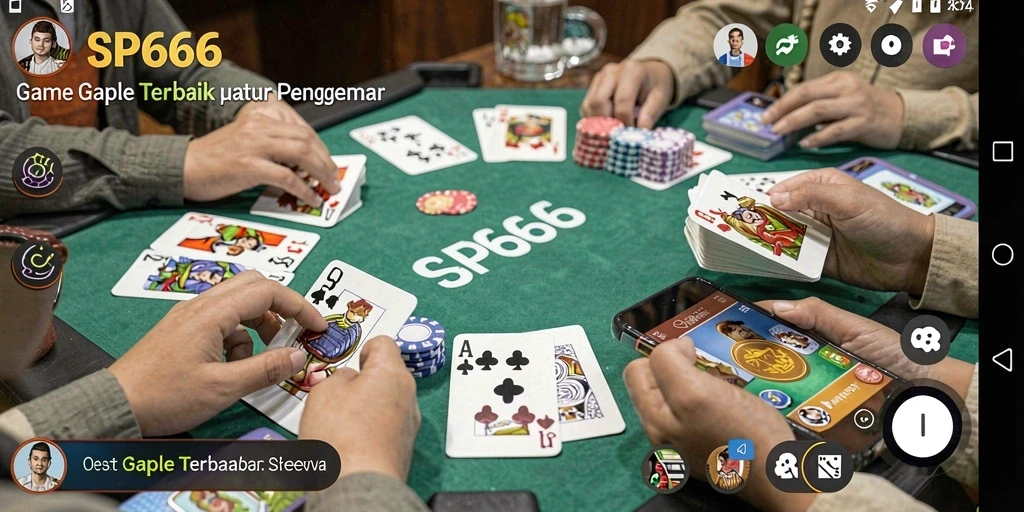 Tampilan menarik gameplay Gaple di SP666 dengan teman-teman.
