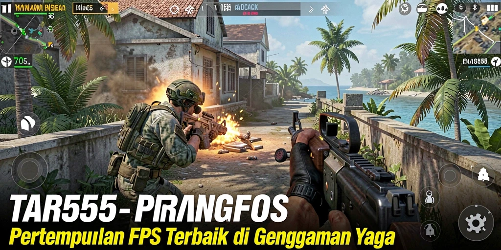 Screenshot TAR555 menampilkan aksi tembak-menembak yang intens.