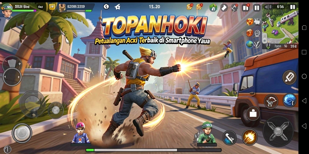 Screenshot gameplay TOPANHOKI menunjukkan aksi seru dan grafis menakjubkan.